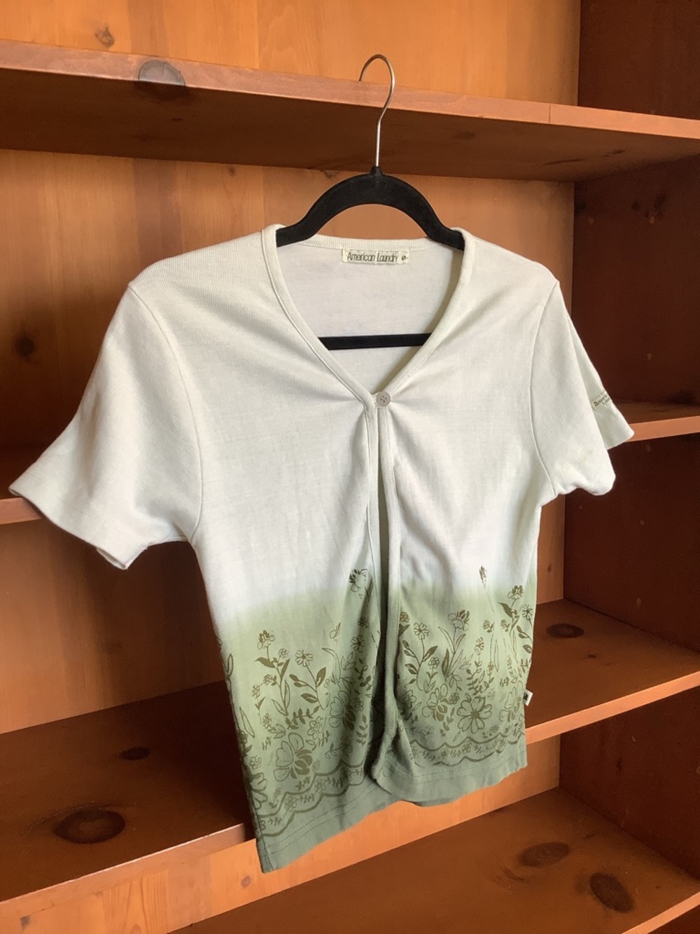 American Laundry Y2K Cardigan Tee | 2000s Floral Ombre Cotton Top Size S - Picture 3 of 12